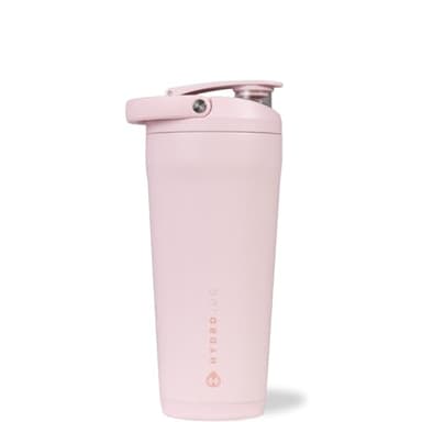 HydroJug 24 oz New Stainless Steel Shaker – Insulated, Leakproof, BPA-Free with Silent Mixing Grate – No Clumps, No Noise – Premium Shaker for Fitness, Sports & Everyday Use, Pink Sand