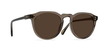 RAEN Remmy Unisex Retro Round Sunglasses, Ghost/Vibrant Brown Polar, 52mm & Wipe