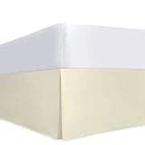 Ivory Queen Size Luxury Tailored Bed Skirt - 16" Drop Pleated Bed Skirts Double Brushed Premium Microfiber - Bed Frame and Box Spring Cover - Easy Fit, Wrinkle, Fade, Stain Resistant Bedskirt