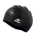 WHALE Extra Large Swim Cap for Women Men, Durable Silicone Swimming Hat with Ear Protection, Unisex Adults Bath Swimming Caps for Long Thick Curly Hair & Dreadlocks Braids Weaves Afro Hair (Black)