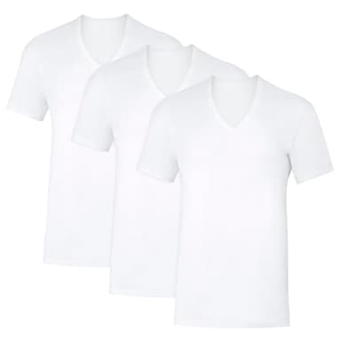 Hanes Men's Sweat Block Undershirt, Underarm Sweat Blocking Tee, White V-Neck T-Shirt, 3-Pack