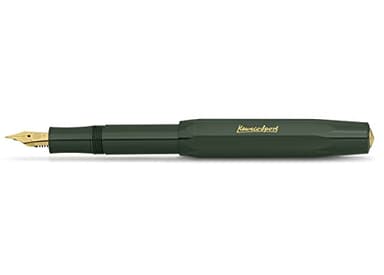 Kaweco CLASSIC SPORT Fountain Pen Green with 23 Carat Gold-Plated Steel Nib and Iridium Tip for Ink Cartridges I Sport Fountain Pen 13 cm I Nib: F (Fine)