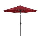 BLUU MAPLE Olefin 9 FT Patio Market Umbrella Outdoor Table Umbrellas, 3-year Nonfading Olefin Canopy, Market Center Umbrellas with 8 Strudy Ribs & Push Button Tilt for Garden, Lawn & Pool (Apple red)
