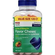 CVS Health Extra Strength Antacid Flavor Chews Assorted Fruit 120 Count(Gluten Free)Value Size