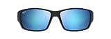 Maui Jim Men's Local Kine Polarized Wrap Sunglasses, Soft Black/Sea Blue/ Grey/Blue Hawaii, Large