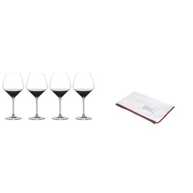 Riedel Extreme Pinot Noir Wine Glasses, Set of 4, Clear,27.16 ounces & Polishing Cloth