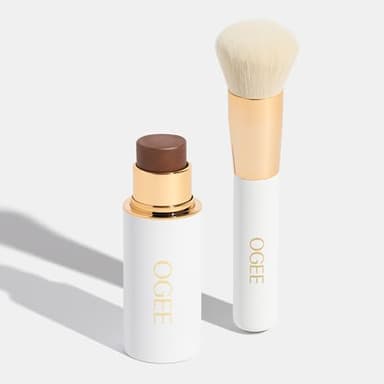 Ogee Bronze & Blend Duo - Sculpted Face Stick in Copper & Blender Brush Set - Certified Organic Bronzer & Professional Quality Makeup Brush for Flawless Makeup Application