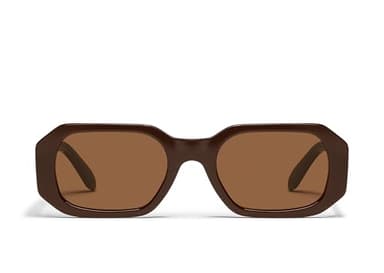QUAY - Sunglasses for Men & Women, Square Lenses with UV Protection (Hyped Up, Champagne Brown)
