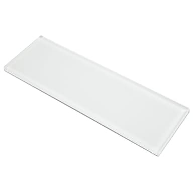 Lovdeco White Glass Subway Tile, White Glass for Bathroom Kitchen Shower Backsplash Wall, 4 x 12 Inches, 4 Sq.Ft