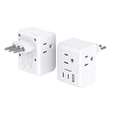 2 Pack Italy Travel Plug Adapter, Type L Italy Power Adapter with 3 Outlets 3 USB Ports(2 USB C), 6 in 1 Travel Outlet Adaptor, 3 Prong Grounded Plug for USA to Italy Chile Uruguay Italian
