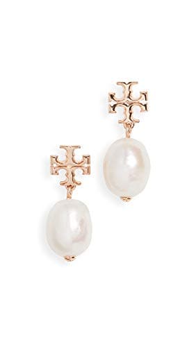 Tory Burch Women's Crystal Pearl Drop Earrings, Tory Gold/Ivory, One Size