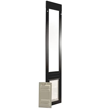 Endura Flap Thermo Panel Pet Door for Sliding Glass Doors | Heavy-Duty Aluminum Frame with Secure Locking Cover | Energy Efficient & Easy Install | Black, Medium Flap, 74.75"-77.75" Slider Height
