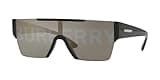 Burberry BE 4291 3001/G Black Plastic Rectangle Sunglasses Gold Mirror Lens