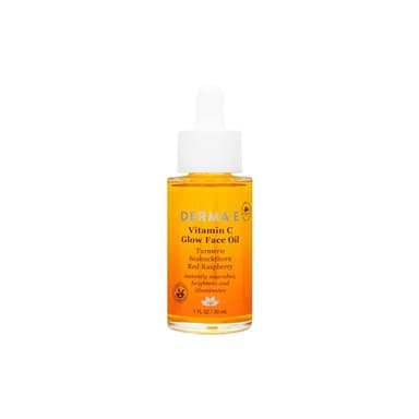 Derma E Vitamin C Glow Face Oil, 1 Fl Oz, Nourishes, Brightens and Illuminates for Radiant Skin, Moisturizing Vitamin C Oil with Turmeric, Seabuckthorn and Red Raspberry