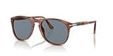 Persol PO9649S Aviator Sunglasses, Terra Di Siena/Light Blue, 52 mm