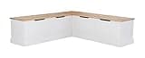 Linon Harris Natural and White Two Tone Backless Corner Breakfast Nook - Nook Only, Table is NOT Included
