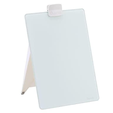 Quartet Dry Erase White Board 9"W x 11"H Desktop Glass Pad with Removable Clip and Marker, White (GDE119)