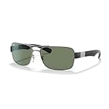 Ray-Ban RB3522 004/71 64M Gunmetal/Plastic Lens Green Square Sunglasses For Men + Bundle with Designer iWear Eyewear Kit