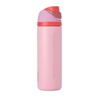 Owala FreeSip Insulated Stainless Steel Water Bottle with Straw for Sports and Travel, BPA-Free Sports Water Bottle, 24 oz, Pink, Angel Food Cake