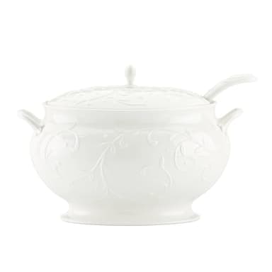 Lenox Opal Innocence Carved Covered Soup Tureen with Ladle, 10-1/4-Inch, White, 152 ounces