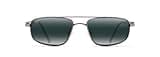 Maui Jim Men's Kahuna Polarized Rectangular Sunglasses, Gunmetal/Neutral Grey, Medium