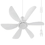 Roodike 22.5" Small Ceiling Fan for Outdooor Gazebo, 13.2 ft Wiring Portable Tent Ceiling Fan for 110V Plug in, 36dB Quiet Operation with on/off Button