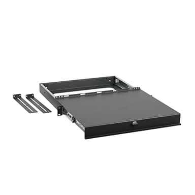 Lowell Manufacturing SLS 1U+ Sliding Shelf with Stay-Open Latch, 50 Lbs Capacity, Black