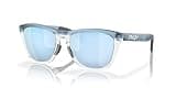 Oakley OO9284 Frogskins Range Round Sunglasses, Transparent Stonewash/Clear/Prizm Deep Water Polarized, 55 mm