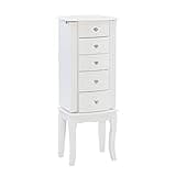 Powell Furniture Jewelry Armoire, White, 13"x 9.375"x 35.5"