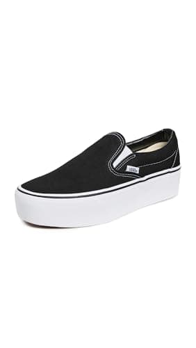Vans UA Classic Slip-On Stackform Sneakers, Black/True White, 7 US Women/5.5 US Men