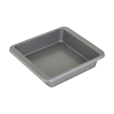 KitchenAid Nonstick Swiss Engineered Aluminized Steel Square Cake Pan, Dishwasher Safe, Contour Silver, 9 Inch