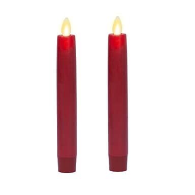Luminara - Flameless Battery Operated Taper Candle - Red - Pack of 2-1x6 inch - LED Flickering Flame - Realistic Safe for Home Kids and Pets