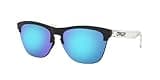 Oakley Men's OO9374 Frogskins Lite Square Sunglasses, Matte Black/Prizm Sapphire, 63 mm