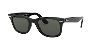 Ray-Ban RB2140 Original Wayfarer Square Sunglasses, Black/Green Polarized, 54 mm