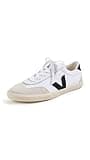 VEJA Women's Volley Sneaker, White/Black, 7