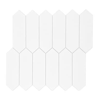 SUNWINGS 10-Sheet Long Hexagon Peel and Stick Backsplash, 12" x 11.22" Picket White Stone Composite Self-Adhesive Wall Mosaic Tile for Kitchen Bathroom