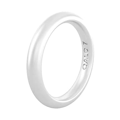 QALO Women's Rubber Silicone Ring, Classic Stackable Rubber Wedding Band, Breathable, Durable Engagement Silicone Ring, 3mm Wide 2mm Thick, Silver, Size 6