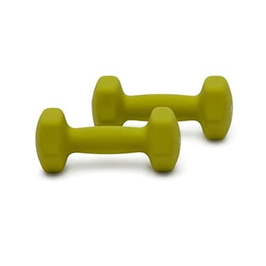 Amazon Basics Neoprene Dumbbell Hand Weights for Workout and Exercise, Hexagon Shape, 5 Pounds, Pair, Green