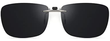 CAXMAN Polarized Clip On Sunglasses for Prescription Glasses Men & Women w/Category 4 Super Dark Lens Compact Fit Non Flip Up Large Size