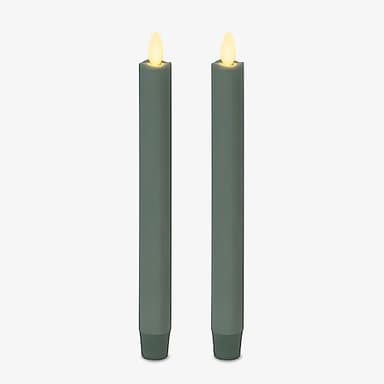 Luminara - Flameless Battery Operated Taper Candle - Iceberg Green - Pack of 2-1x9.75 - LED Flickering Flame - Realistic Safe for Home Kids and Pets