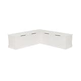 Linon Harris White Solid Pine Backless Nook with Interior Storage