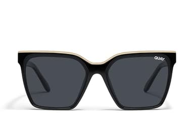 Quay - Womens Sunglasses, Polarized Square Lenses with UV Protection, Oversized Sunglasses (Level Up, Black Gold)