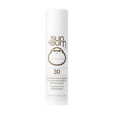 Sun Bum SPF 30 Mineral Sunscreen Lip Balm - Hawaii Act 104 Compliant (Octinoxate & Oxybenzone Free) - Zinc-Based Broad Spectrum UVA/UVB Lip Protection - 0.15 oz Stick