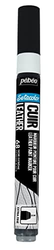 PEBEO - Setacolor Leather - Acrylic Marker for Leather and Leatherette - Customisation Bag, Shoe, Sneaker - Scratch, fold and rub Resistance - Matt/Satin Finish – Extreme Black