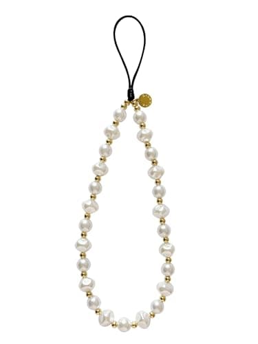 Drawwind Phone Charm Strap Cute Wrist Straps Cell Phone Charm String Y2K Aesthetic Lanyard Wristlet Chain for Case Camera AirPods Bags Keychains (Classic Pearl)