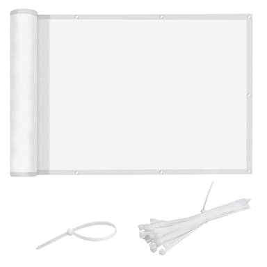 LOVE STORY 3 x10 White Waterproof Balcony Privacy Screen Cover - Opaque Fence Covering Privacy, 100% Polyester Fabric, UV Protection Shield for Apartment Railing,Outdoor Patio, Deck, Porch