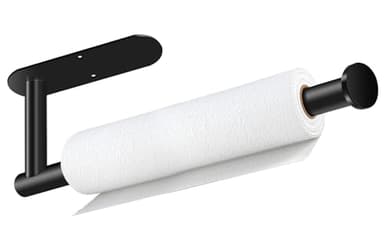 Paper Towel Holder, Self Adhesive or Drilling Paper Towel Holder Under Cabinet, Stainless Steel Black Paper Towel Holders Wall Mount for Kitchen, Bathroom, Sink, Pantry, Fridge