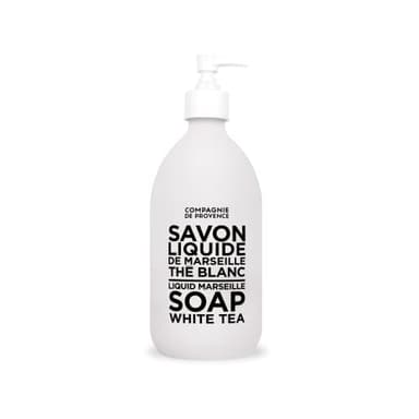 Compagnie de Provence Savon de Marseille Extra Pure Liquid Soap - White Tea - 16.7 Fl Oz Glass Pump Bottle