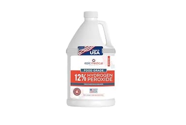 Epic Medical Supply 12% Food Grade Hydrogen Peroxide – Ultra-Concentrated H2O2 Peroxide Cleaner – 1 Gallon Bottle – Bleach Alternative for Household Cleaning, Laundry, Glass & More – Made in USA (1)