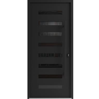 Front Exterior Prehung Aluminum Door/Wrought 0188 Black/Entry Steel Metal Classic Painted 36 x 80 (36" x 80")-Right-Hand Inswing